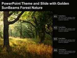 Powerpoint theme and slide with golden sunbeams forest nature