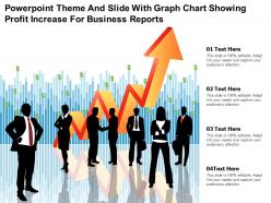 Powerpoint theme and slide with graph chart showing profit increase for business reports