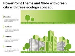 Powerpoint theme and slide with green city with trees ecology concept
