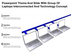 Powerpoint theme and slide with group of laptops interconnected and technology concept