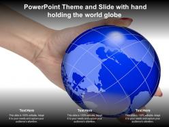 Powerpoint theme and slide with hand holding the world globe