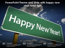 Powerpoint theme and slide with happy new year road sign
