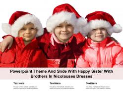 Powerpoint theme and slide with happy sister with brothers in nicolauses dresses