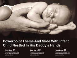 Powerpoint theme and slide with infant child nestled in his daddys hands