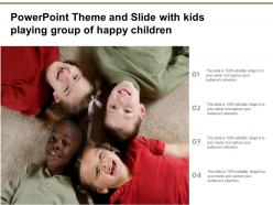 Powerpoint theme and slide with kids playing group of happy children