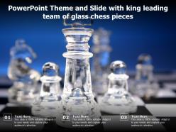Powerpoint theme and slide with king leading team of glass chess pieces