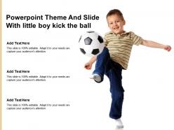 Powerpoint theme and slide with little boy kick the ball
