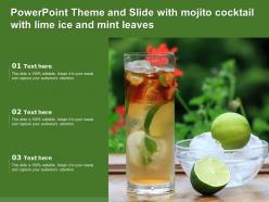 Powerpoint theme and slide with mojito cocktail with lime ice and mint leaves