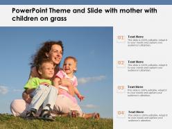 Powerpoint theme and slide with mother with children on grass