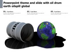 Powerpoint theme and slide with oil drum earth oilspill global