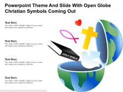 Powerpoint theme and slide with open globe christian symbols coming out