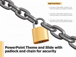 Powerpoint theme and slide with padlock and chain for security