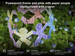 Powerpoint theme and slide with paper people multicolored with crayon