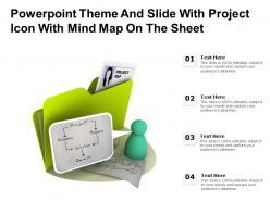 Powerpoint theme and slide with project icon with mind map on the sheet