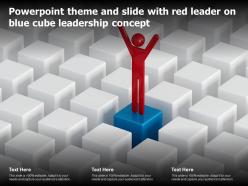 Powerpoint theme and slide with red leader on blue cube leadership concept