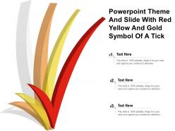 Powerpoint theme and slide with red yellow and gold symbol of a tick