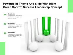 Powerpoint theme and slide with right green door to success leadership concept