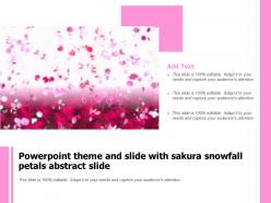 Powerpoint theme and slide with sakura snowfall petals abstract slide