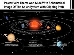 Powerpoint theme and slide with schematical image of the solar system with clipping path