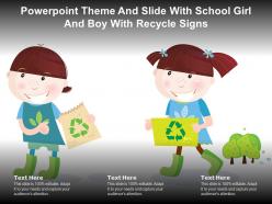 Powerpoint Theme And Slide With School Girl And Boy With Recycle Signs
