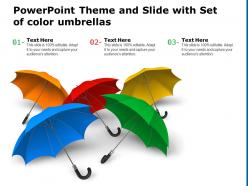 Powerpoint theme and slide with set of color umbrellas