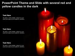 Powerpoint theme and slide with several red and yellow candles in the dark
