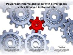 Powerpoint theme and slide with silver gears with a little red in the middle