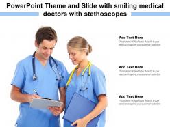 Powerpoint theme and slide with smiling medical doctors with stethoscopes