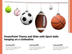Powerpoint theme and slide with sport balls hanging on a clothesline