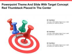 Powerpoint theme and slide with target concept red thumbtack placed in the center