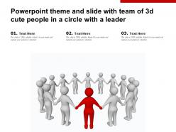 Powerpoint theme and slide with team of 3d cute people in a circle with a leader
