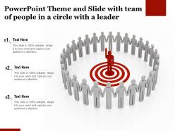 Powerpoint theme and slide with team of people in a circle with a leader