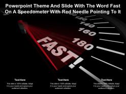 Powerpoint theme and slide with the word fast on a speedometer with red needle pointing to it