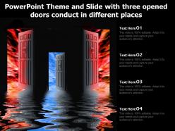 Powerpoint theme and slide with three opened doors conduct in different places