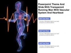 Powerpoint theme and slide with transparent running man with vascular system and heartbeat