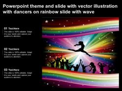 Powerpoint theme and slide with vector illustration with dancers on rainbow slide with wave