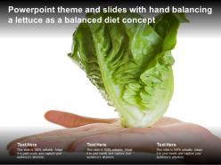 Powerpoint theme and slides with hand balancing a lettuce as a balanced diet concept