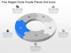 Pp five staged circle puzzle pieces and icons powerpoint template
