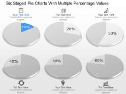 Pp six staged pie charts with multiple percentage values powerpoint template