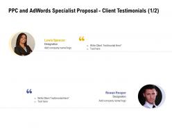 Ppc and adwords specialist proposal client testimonials l2060 ppt powerpoint inspiration
