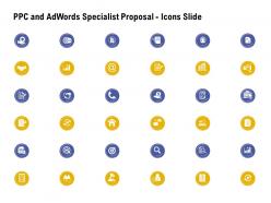 Ppc and adwords specialist proposal icons slide ppt powerpoint presentation ideas