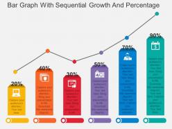 Ppt bar graph with sequential growth and percentage flat powerpoint design