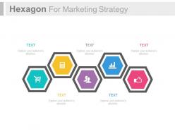 Ppt five staged hexagons for marketing strategy flat powerpoint design