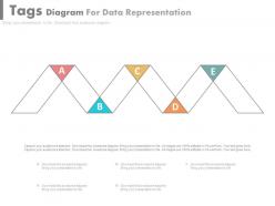 Ppt five staged tags diagram for data representation flat powerpoint design