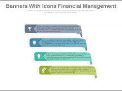 Ppt four colored banners with icons financial management flat powerpoint design