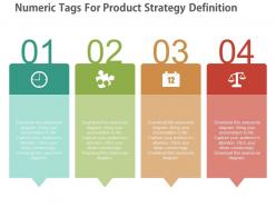 Ppt four numeric tags for product strategy definition flat powerpoint design