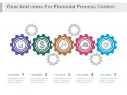 Ppt gear and icons for financial process control flat powerpoint design