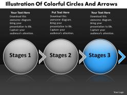 Ppt illustration of colorful circles and arrows powerpoint templates business 3 stages