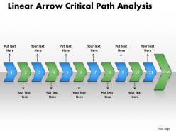PPT linear arrow critical path analysis Business PowerPoint Templates 11 stages