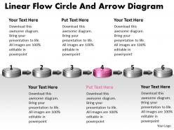 Ppt linear flow circle and arrow ishikawa diagram powerpoint template business templates 6 stages